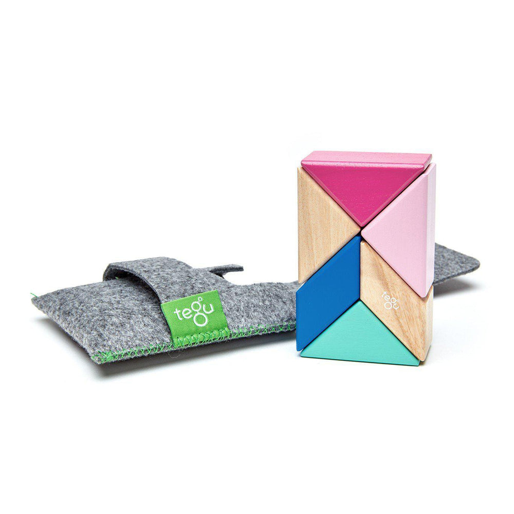 Tegu, Gifts - Toys,  Tegu magnetic Wooden Blocks Prism Pocket Pouch - Blossom