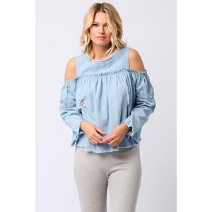 Eden Lifestyle, Women - Shirts & Tops,  Chambray Ruffle Top