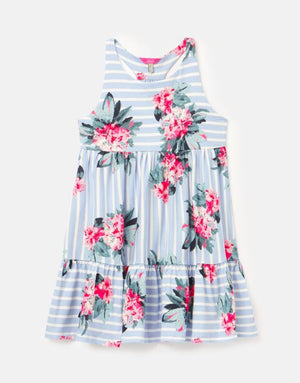 Joules, Girl - Dresses,  Joules - Juno Tiered Dress Blue Striped Floral