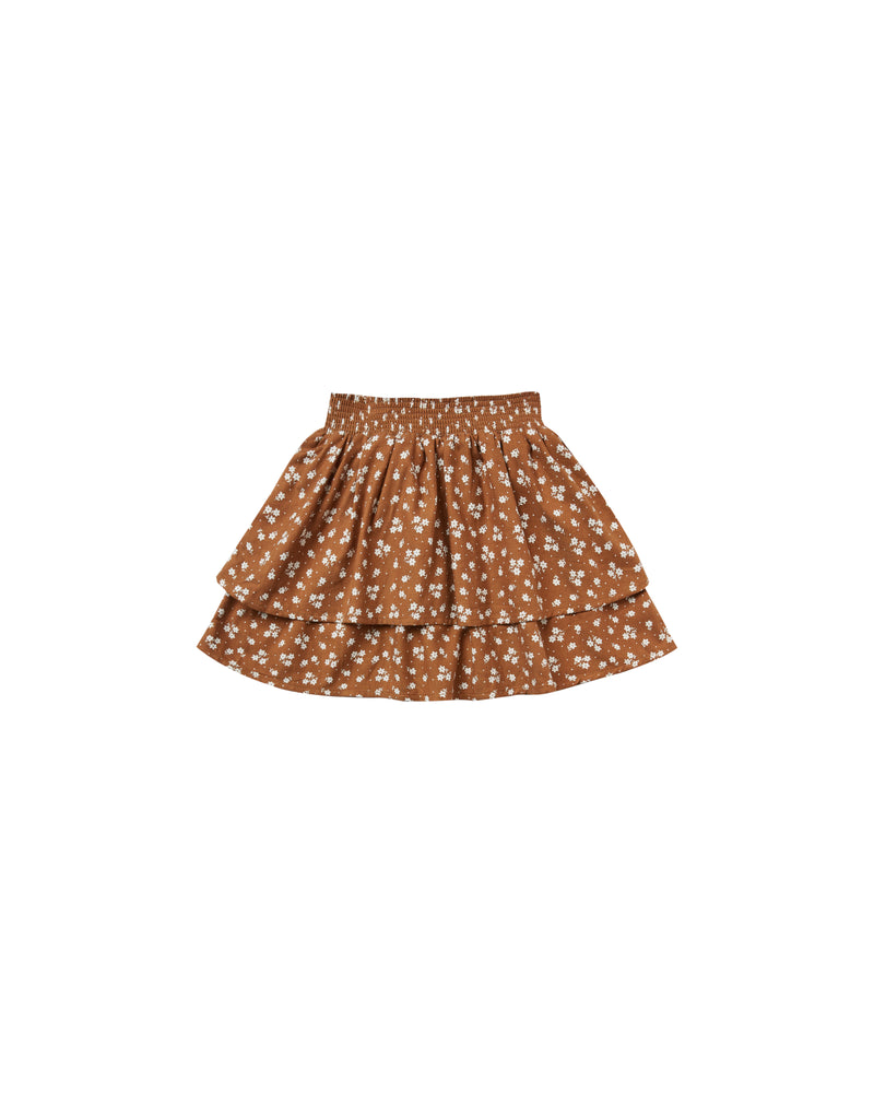Rylee and Cru, Girl - Skirts,  Rylee & Cru Ditsy Tiered Mini Skirt Cinnamon