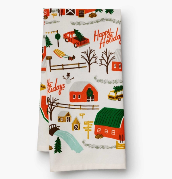 Rifle Paper Co Christmas Tree Farm Tea Towel - Eden Lifestyle