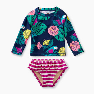 Tea Collection, Baby Girl Apparel - Swimwear,  Tropical Floral Rash Guard Set
