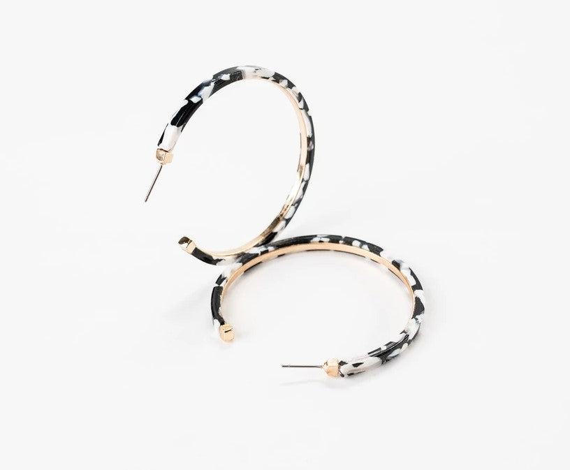 Violet & Brooks, Accessories - Jewelry,  Violet & Brooks Bianca 2.2" Hoop Earring Black