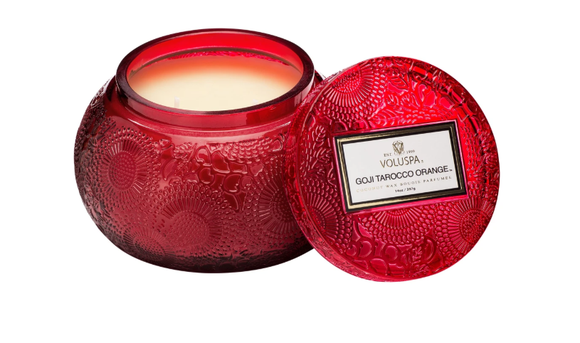 Voluspa, Home - Candles,  Voluspa - Goji Tarocco Orange - Embossed Glass Chawan Bowl