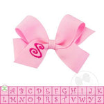 Wee Ones, Accessories - Bows & Headbands,  Wee Ones Monogram Bow - Light Pink with Hot Pink