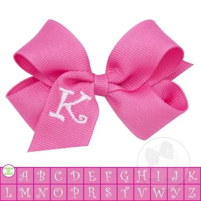 Wee Ones, Accessories - Bows & Headbands,  Wee Ones Monogram Bow - Pink with White