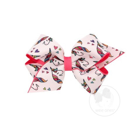 Wee Ones, Accessories - Bows & Headbands,  Wee Ones - Medium Unicorn Print Bow