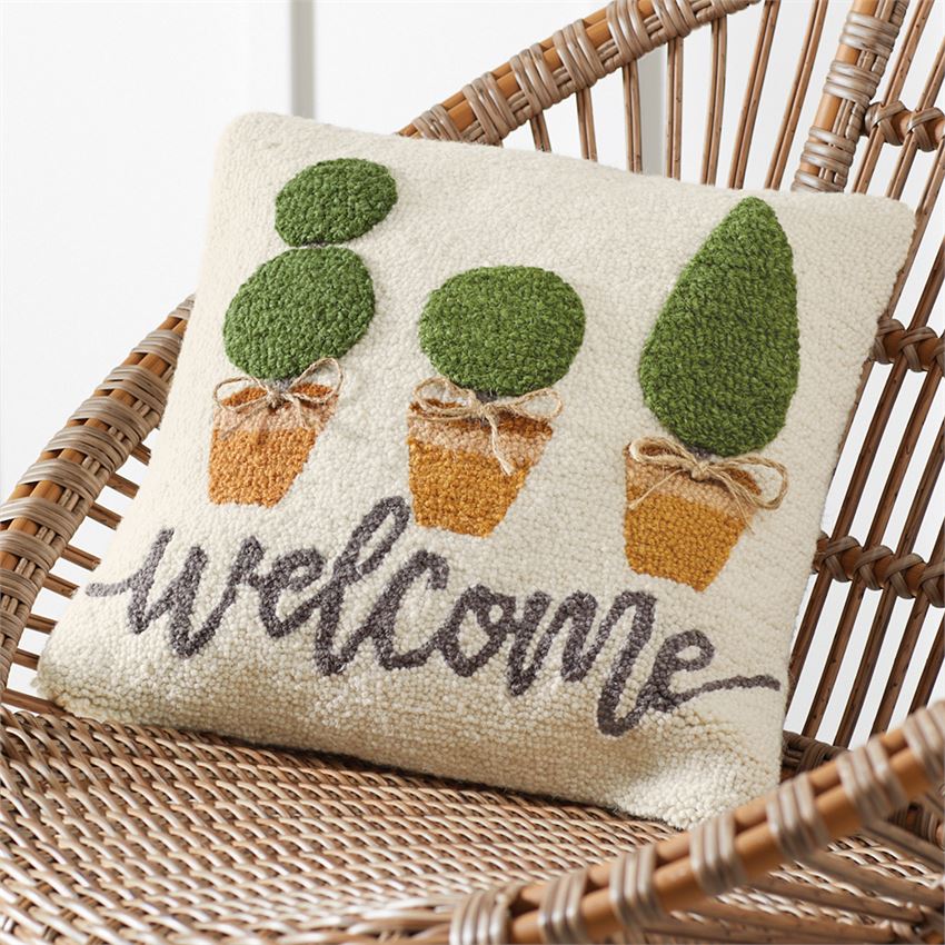 Mud Pie, Home - Pillows,  Mud Pie - TOPIARY HOOKED PILLOW