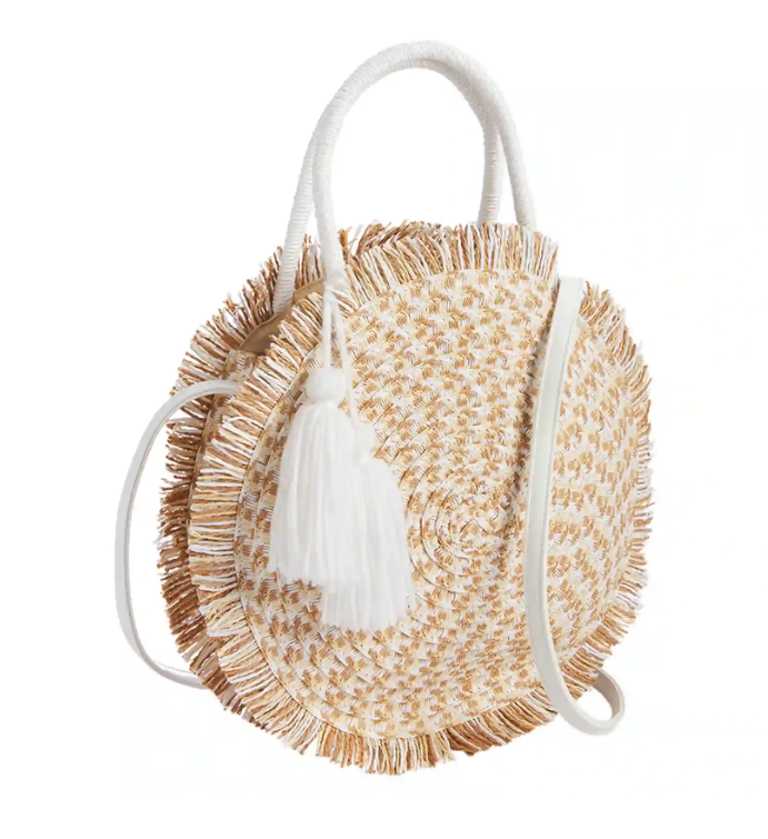 Mud Pie White Fringe Tote - Eden Lifestyle