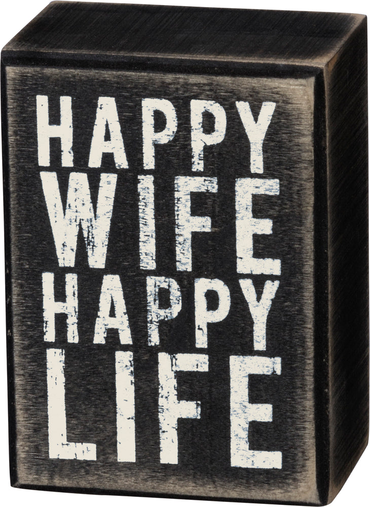 Primitives By Kathy, Home - Decorations,  Happy Wife Happy Life Box Sign