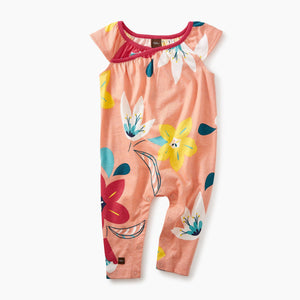 Tea Collection, Baby Girl Apparel - Rompers,  Wrap Neck Romper - Vibrant Blossoms