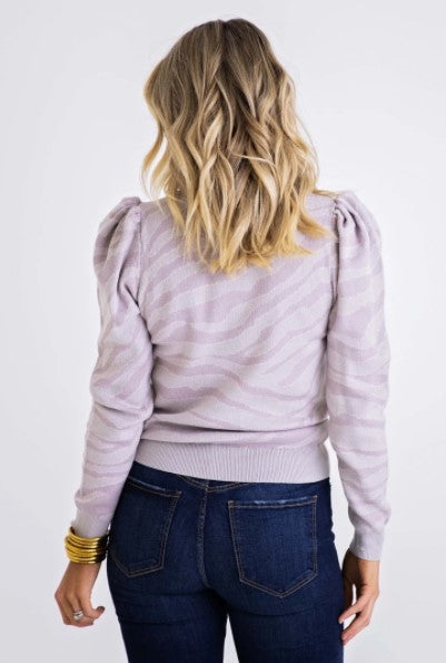 Karlie, Women - Shirts & Tops,  Zebra Puff Sleeve Sweater