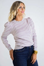 Karlie, Women - Shirts & Tops,  Zebra Puff Sleeve Sweater